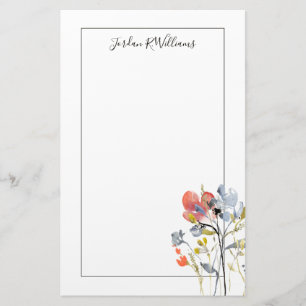 Flower Overlay - Watercolor Pastel Flowers Stationery