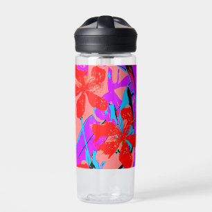flower paint pink water bottle
