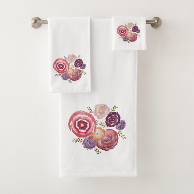 Flower Painting Bath Towel Set (Insitu)