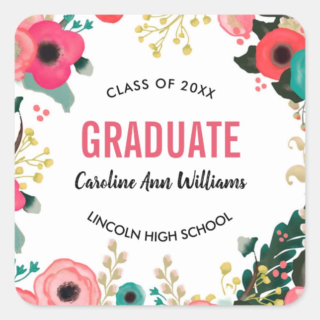 Flower Painting Custom Graduation Stickers (Front)
