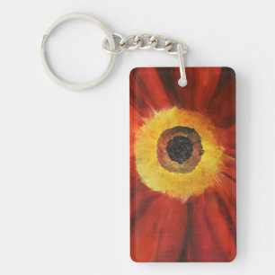Flower Painting Rectangle (double-sided) Keychain