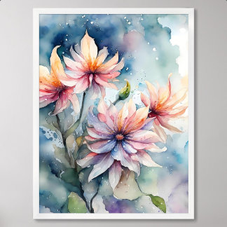 flower painting sadness remains graceful in tears poster