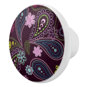Flower Paisley Print Ceramic Cabinet Knob