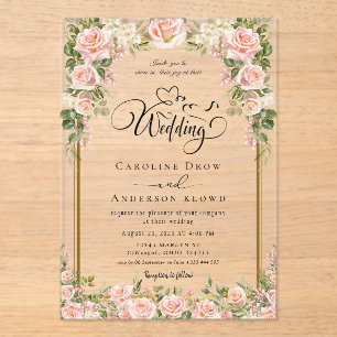 Flower passage for newlyweds acrylic invitations