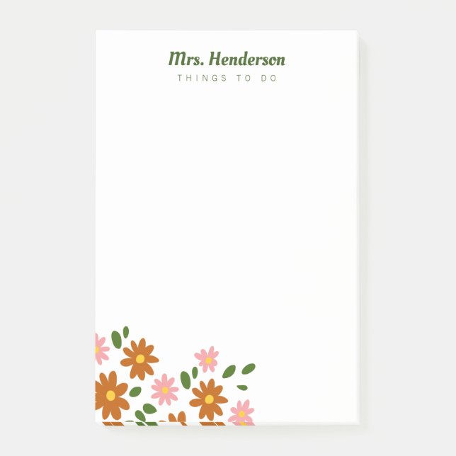 Flower Patch Post it Note (Front)