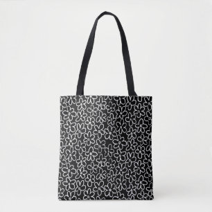 Flower Pattern 080821 - White and Black Tote Bag