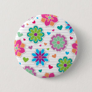 Flower pattern 6 cm round badge