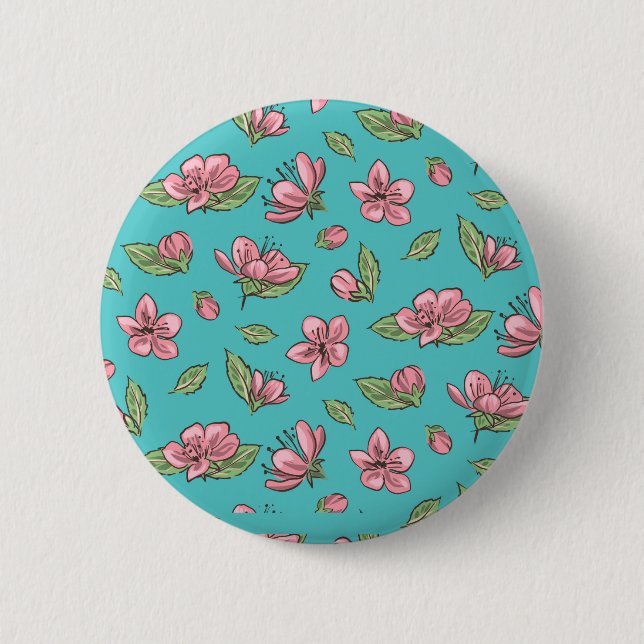Flower pattern 6 cm round badge (Front)