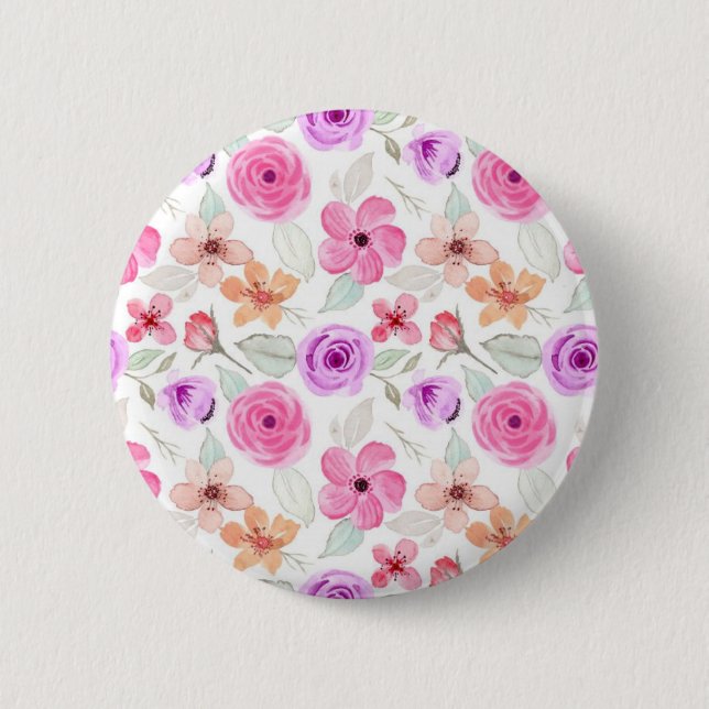 Flower pattern 6 cm round badge (Front)