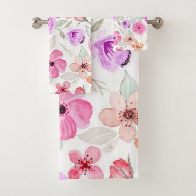 Flower pattern bath towel set (Insitu)