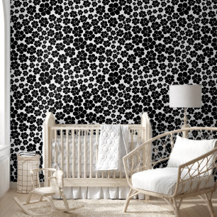 Flower Pattern - Black and White Wallpaper