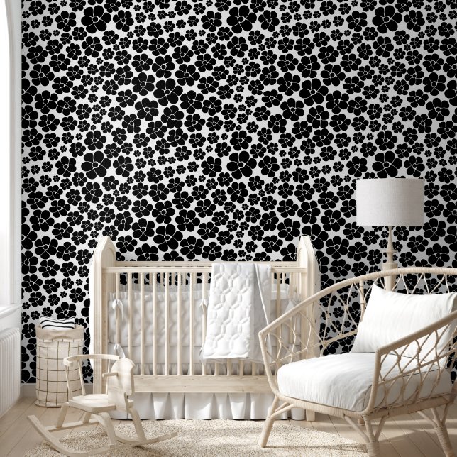 Flower Pattern - Black and White Wallpaper (Kids)