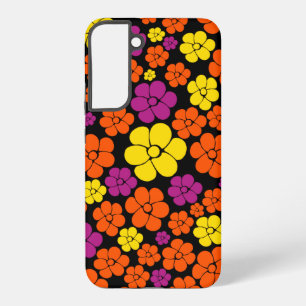 Flower Pattern - Black, Pink, Orange and Yellow  Samsung Galaxy Case