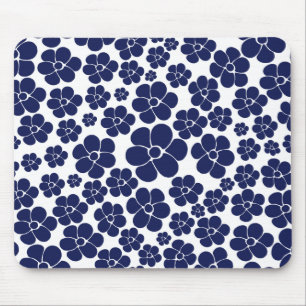 Flower Pattern - Blue and White Mouse Mat