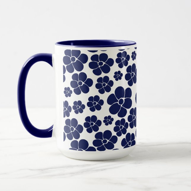 Flower Pattern - Blue and White Mug (Left)