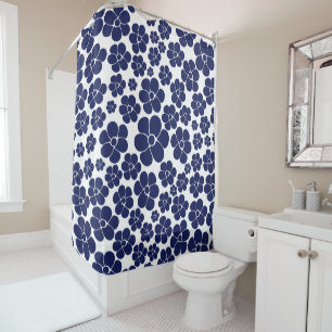 Flower Pattern - Blue and White Shower Curtain