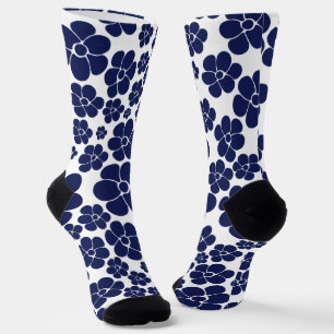 Flower Pattern - Blue and White Socks