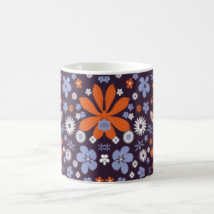 Flower Pattern Blue Coffee Mug