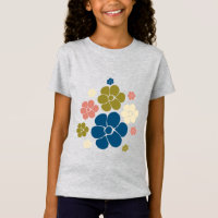 Flower Pattern - Blue, Olive Green, Pink and Cream