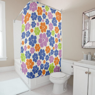 Flower Pattern - Blue, Orange, Purple, Green Shower Curtain