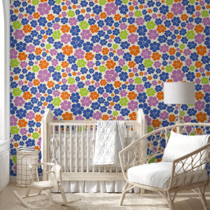 Flower Pattern - Blue, Orange, Purple, Green Wallpaper