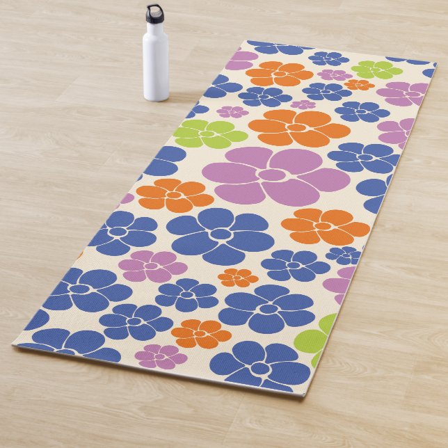 Flower Pattern - Blue, Orange, Purple, Green Yoga Mat (In Situ)