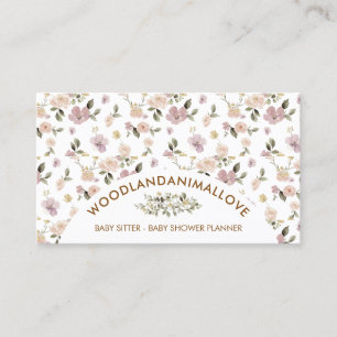 Flower Pattern Botanical Baby Sitter Business Card