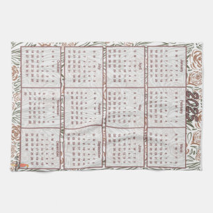 Flower pattern calendar 2025 tea towel