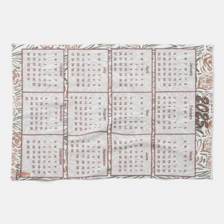 Flower pattern calendar 2025 tea towel