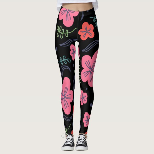 Flower pattern colourful beautiful Leggings (Front)