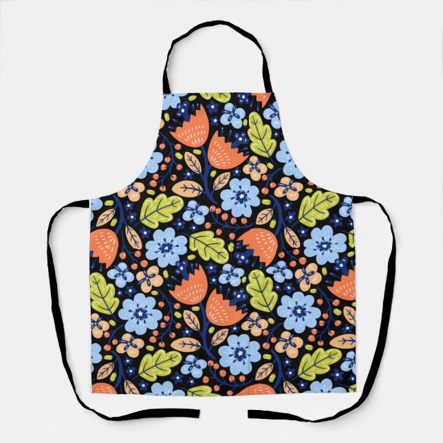 Flower pattern colourful shining  apron (Front)