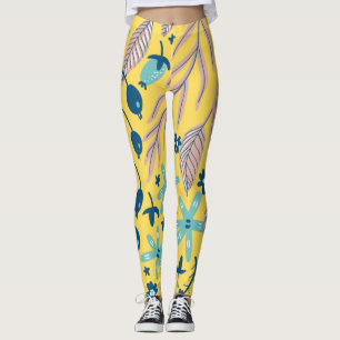 Flower pattern colourful shining beauty leggings