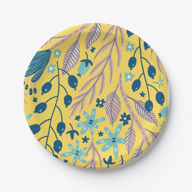 Flower pattern colourful shining beauty  paper plate (Front)