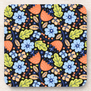 Flower pattern colourful shining coaster