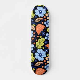 Flower pattern colourful shining   skateboard