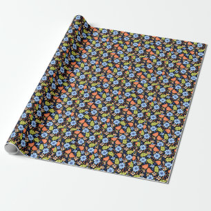 Flower pattern colourful shining wrapping paper