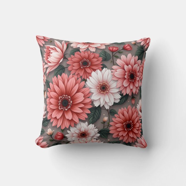 Flower Pattern Decorative Soft Throw Pillow  (Front)