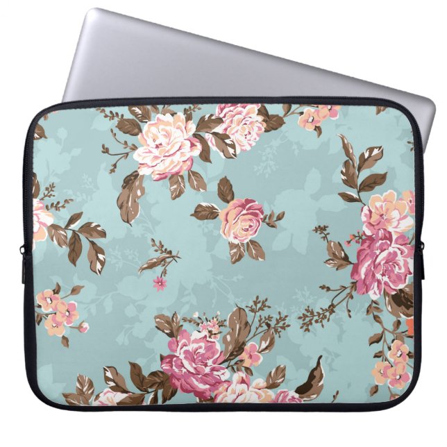 flower pattern design textile illustrationart,back laptop sleeve (Front)