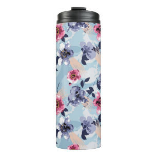 flower pattern design textile illustrationart,back thermal tumbler