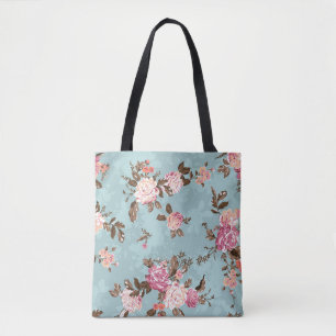 flower pattern design textile illustrationart,back tote bag