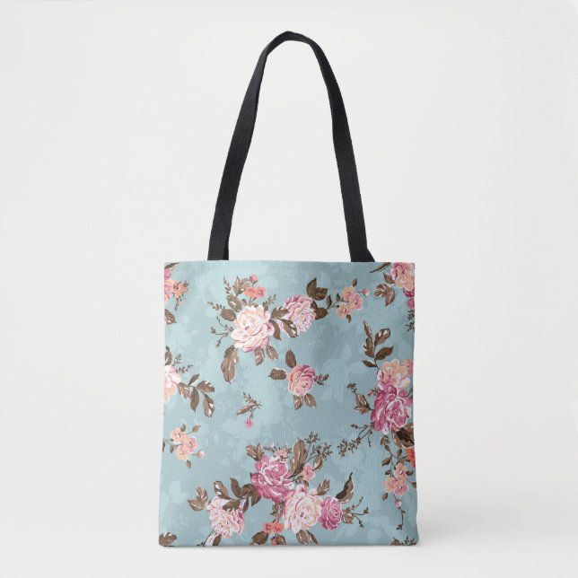flower pattern design textile illustrationart,back tote bag (Front)