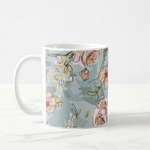 flower pattern design textile illustrationart, flo coffee mug