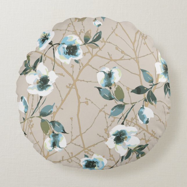 flower pattern design textile illustrationart,patt round cushion (Front)