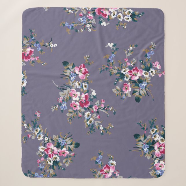 flower pattern design textile illustrationpattern, sherpa blanket (Front)