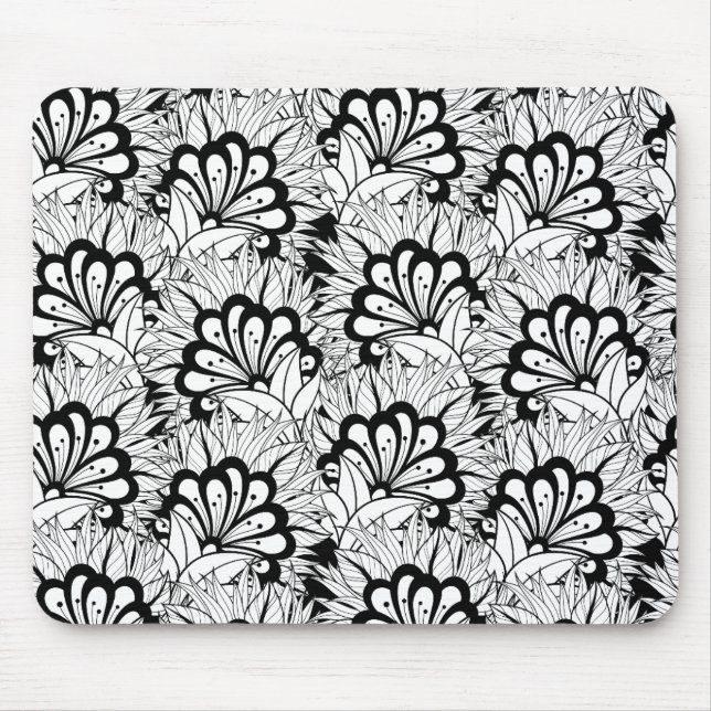 Flower Pattern Doodle Mouse Mat (Front)