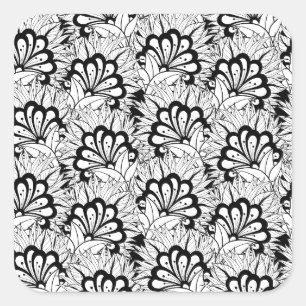 Flower Pattern Doodle Square Sticker