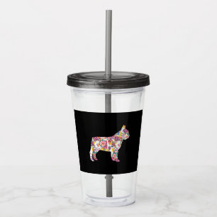 Flower Pattern Frenchie French Bulldogs Lover Gift Acrylic Tumbler