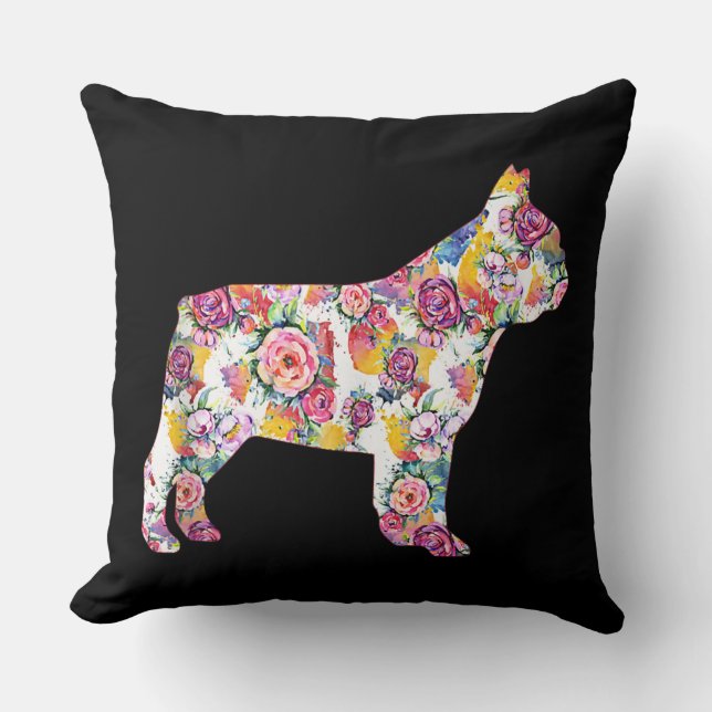 Flower Pattern Frenchie French Bulldogs Lover Gift Cushion (Front)