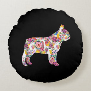Flower Pattern Frenchie French Bulldogs Lover Gift Round Cushion