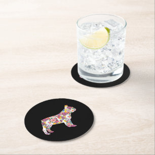 Flower Pattern Frenchie French Bulldogs Lover Gift Round Paper Coaster